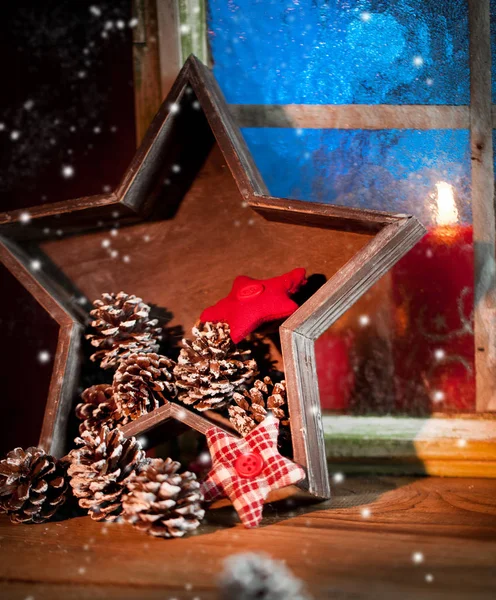 Weihnachtsfensterdekoration Nahaufnahme — Stockfoto