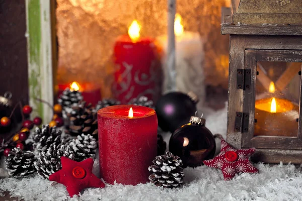 Ventana Navidad Decoración Acercamiento — Foto de Stock