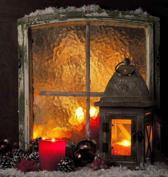 Weihnachtsfensterdekoration Nahaufnahme — Stockfoto