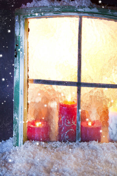 Christmas Window Decoration, close up