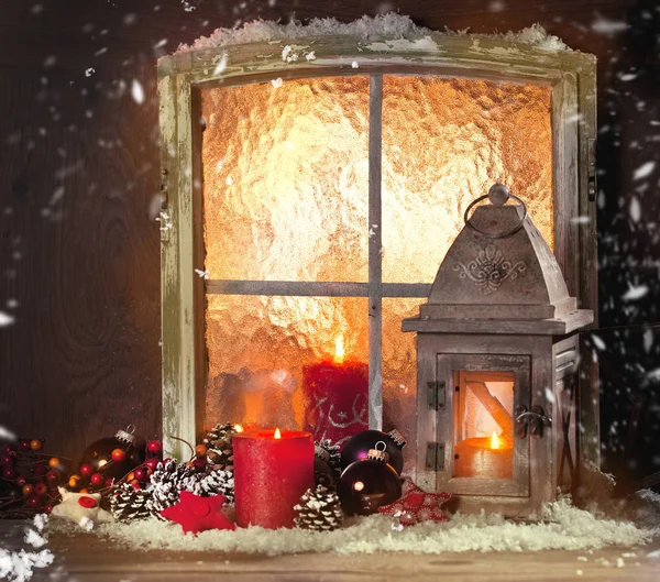 Різдвяні Прикраси Вікна — стокове фото