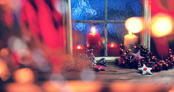 Tatil Noel Pencere Dekorasyon — Stok fotoğraf