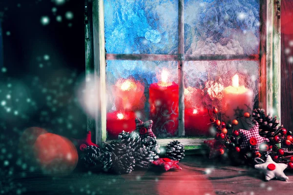 假日圣诞窗装饰 — 图库照片