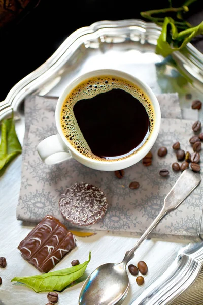 Coffee Cup Coffee Beans Table — Stock Photo, Image