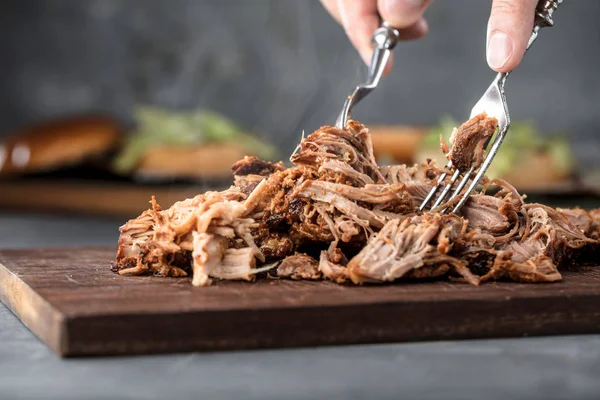 Home Made Pulled Pork Ready Eaten — Stock Photo, Image