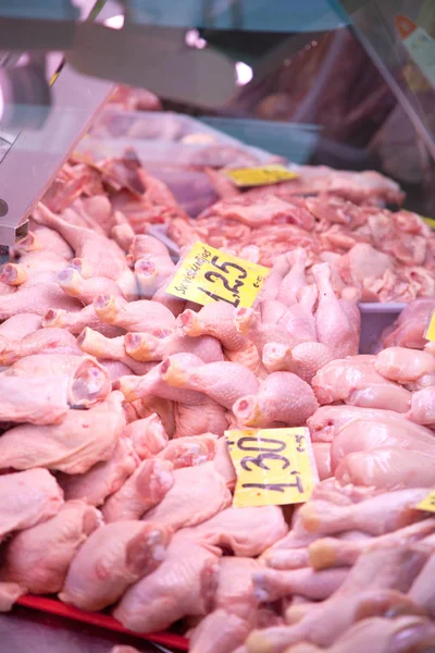 Departamento Carne Mercado Compradores Vendedores Mercado Carne Cerdo Cruda —  Fotos de Stock