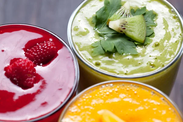 Kleurrijke Smoothie Gezonde Detox Vitamine Dieet Veganistisch Voedsel Concept Verse — Stockfoto