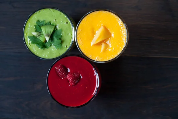 Kleurrijke Smoothie Gezonde Detox Vitamine Dieet Veganistisch Voedsel Concept Verse — Stockfoto