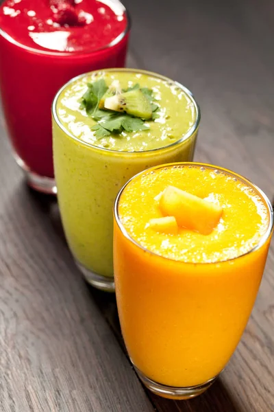 Kleurrijke Smoothie Gezonde Detox Vitamine Dieet Veganistisch Voedsel Concept Verse — Stockfoto