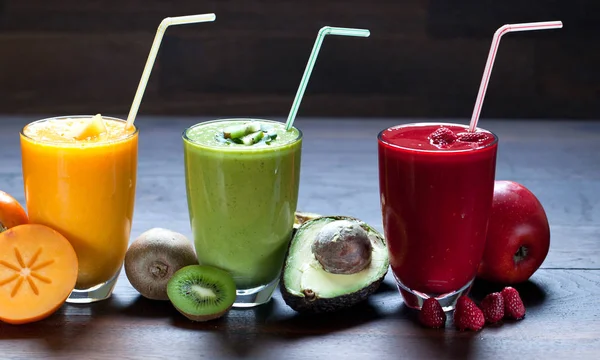 Kleurrijke Smoothie Gezonde Detox Vitamine Dieet Veganistisch Voedsel Concept Verse — Stockfoto