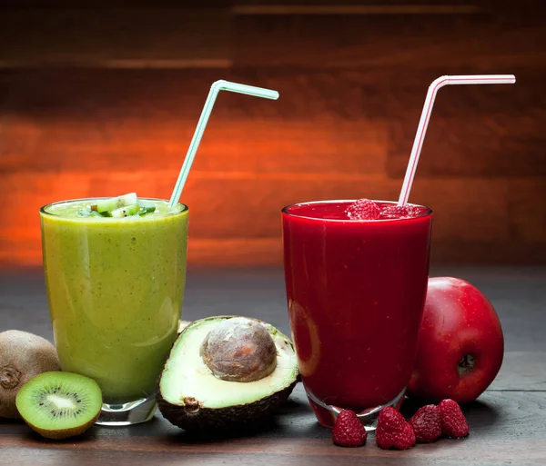 Kleurrijke Smoothie Gezonde Detox Vitamine Dieet Veganistisch Voedsel Concept Verse — Stockfoto