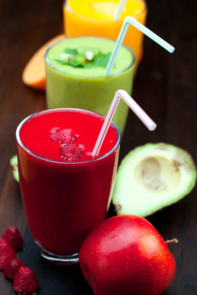 Kleurrijke Smoothie Gezonde Detox Vitamine Dieet Veganistisch Voedsel Concept Verse — Stockfoto