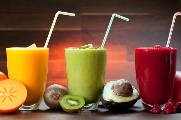 Kleurrijke Smoothie Gezonde Detox Vitamine Dieet Veganistisch Voedsel Concept Verse — Stockfoto