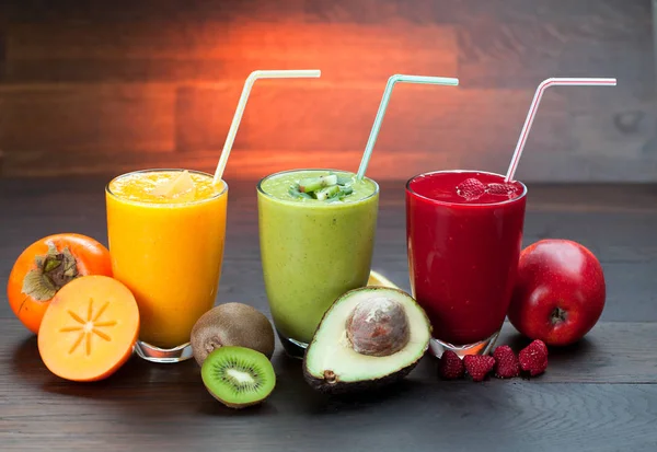 Kleurrijke Smoothie Gezonde Detox Vitamine Dieet Veganistisch Voedsel Concept Verse — Stockfoto