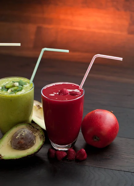 Kleurrijke Smoothie Gezonde Detox Vitamine Dieet Veganistisch Voedsel Concept Verse — Stockfoto