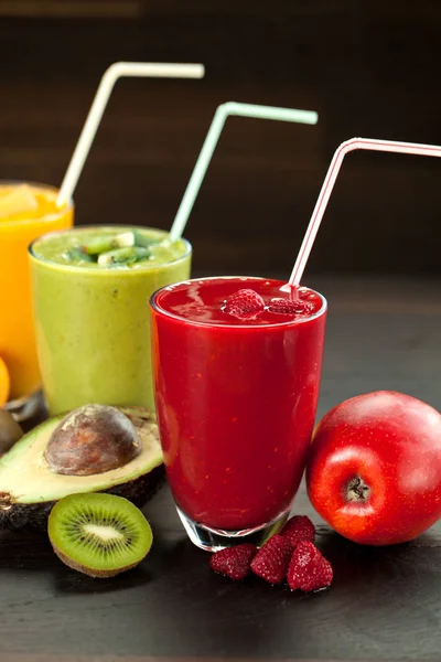 Kleurrijke Smoothie Gezonde Detox Vitamine Dieet Veganistisch Voedsel Concept Verse — Stockfoto