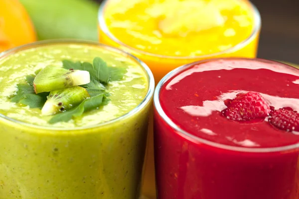 Kleurrijke Smoothie Gezonde Detox Vitamine Dieet Veganistisch Voedsel Concept Verse — Stockfoto