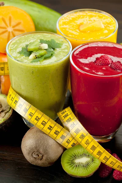 Kleurrijke Smoothie Gezonde Detox Vitamine Dieet Veganistisch Voedsel Concept Verse — Stockfoto