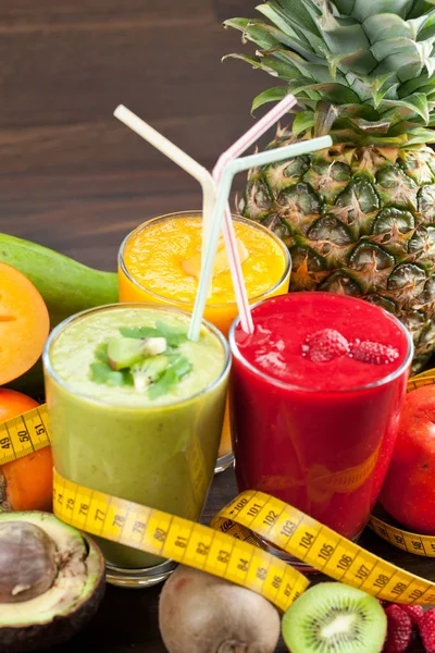 Kleurrijke Smoothie Gezonde Detox Vitamine Dieet Veganistisch Voedsel Concept Verse — Stockfoto