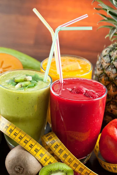 Kleurrijke Smoothie Gezonde Detox Vitamine Dieet Veganistisch Voedsel Concept Verse — Stockfoto