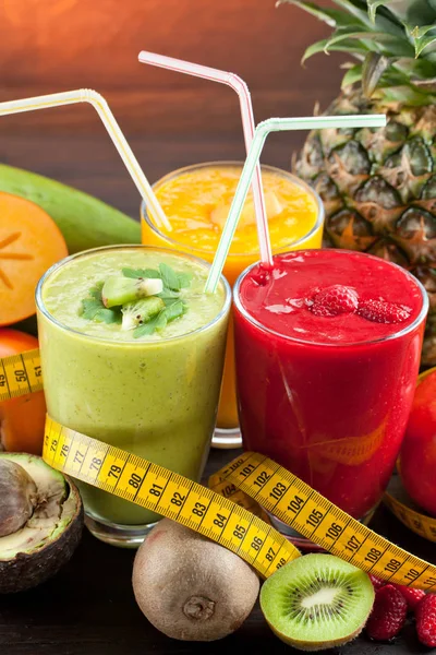 Kleurrijke Smoothie Gezonde Detox Vitamine Dieet Veganistisch Voedsel Concept Verse — Stockfoto