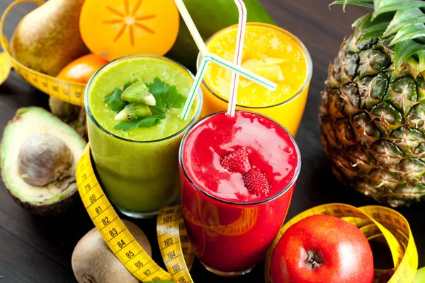 Kleurrijke Smoothie Gezonde Detox Vitamine Dieet Veganistisch Voedsel Concept Verse — Stockfoto