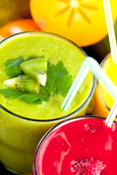 Kleurrijke Smoothie Gezonde Detox Vitamine Dieet Veganistisch Voedsel Concept Verse — Stockfoto