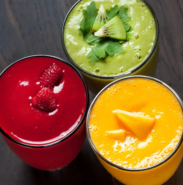 Kleurrijke Smoothie Gezonde Detox Vitamine Dieet Veganistisch Voedsel Concept Verse — Stockfoto