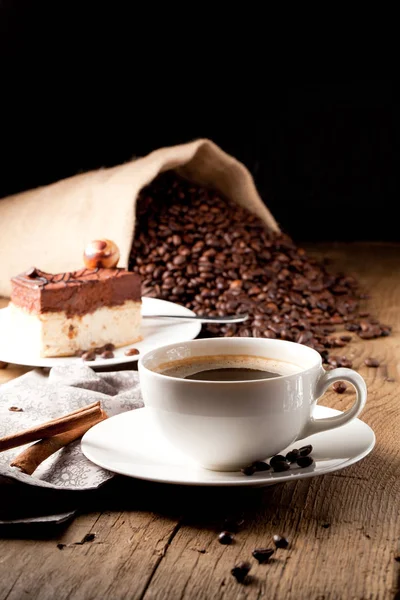 Kávé Sütemény Szemes Kávé — Stock Fotó
