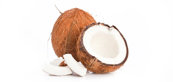 Kokosnoten Geïsoleerd Witte Achtergrond Closeup — Stockfoto