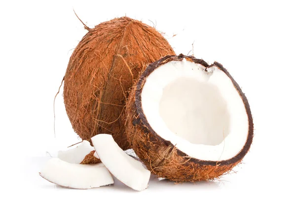 Cocos Isolados Fundo Branco Close — Fotografia de Stock
