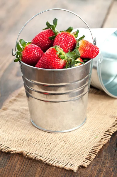 Marmellata Fragole Fondo Legno Vintage Focus Selettivo — Foto Stock