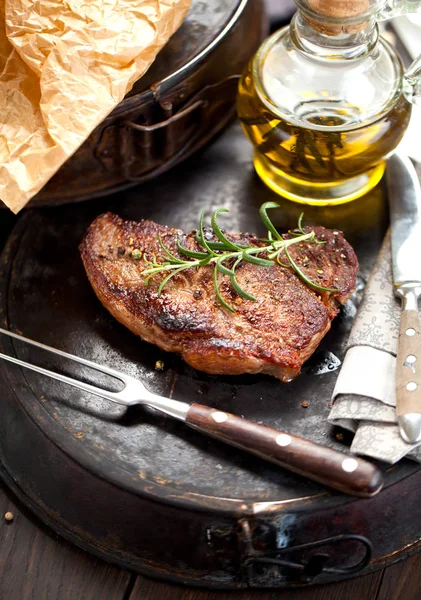 Vers Sappige Medium Zeldzame Rundvlees Grillsteak Barbecue Vlees Close — Stockfoto