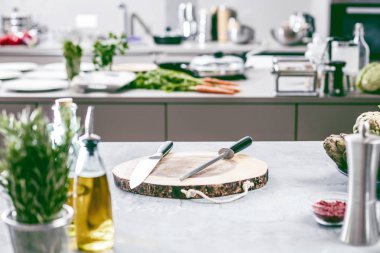 Empty restaurant kitchen interior clipart