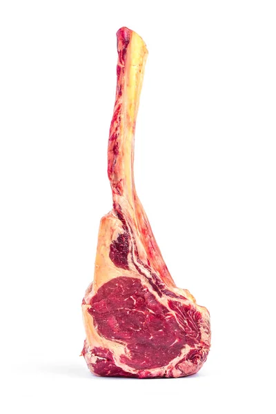 Steak Tomahawk Fehér Alapon Nyugszik Szigetelt — Stock Fotó