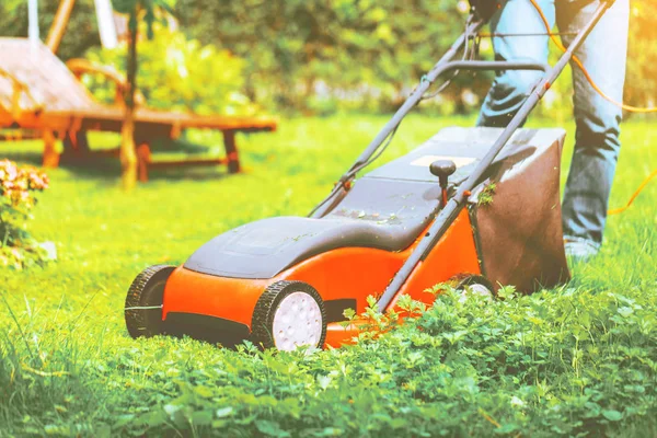 芝刈り芝刈り機 草刈り ツール機器 — ストック写真