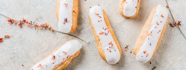 Ev yapımı kek eklerleri. Geleneksel eklerleri, profitroles klasik, eklerleri Fransız.