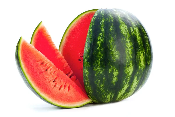 Aufgeschnittene Reife Wassermelone Isoliert Auf Weißem Hintergrund Ausschnitt — Stockfoto