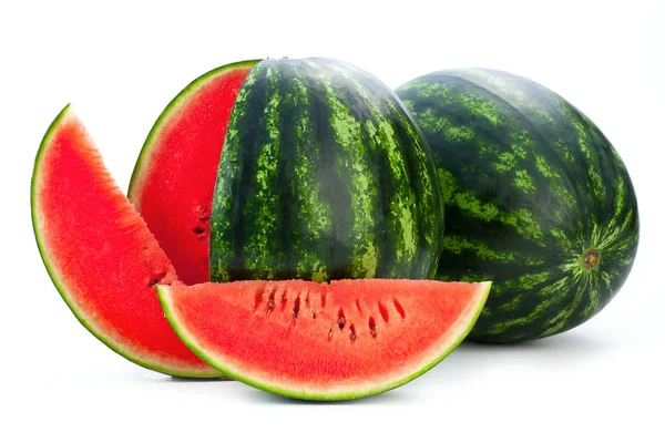 Aufgeschnittene Reife Wassermelone Isoliert Auf Weißem Hintergrund Ausschnitt — Stockfoto