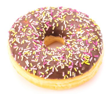 beyaz arka plan üzerinde tatlı gurme çikolatalı çörek yakın çekim görünümü