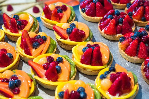 catering table with delicious various sweet cookies, close-up view