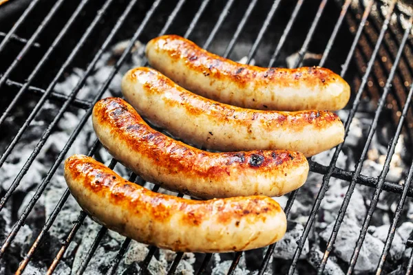 Verse Bratwursts Het Grillrooster — Stockfoto