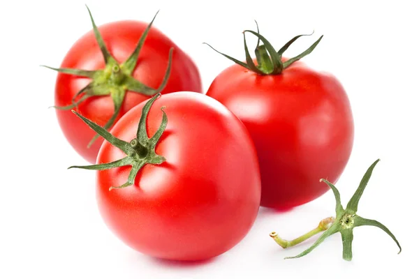Close View Fresh Ripe Organic Tomatoes Isolated White Background — Stock Photo, Image
