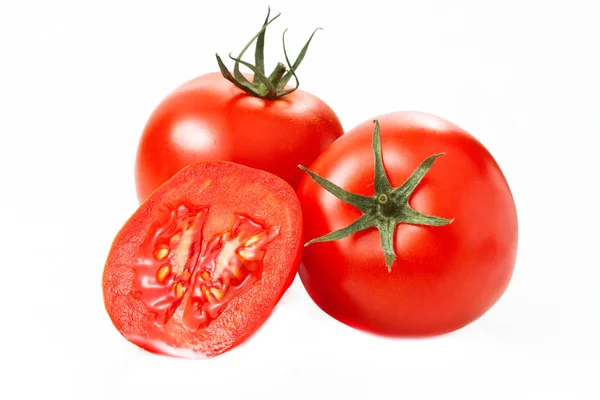 Close View Fresh Ripe Tomatoes Isolated White Background — Stock Photo, Image