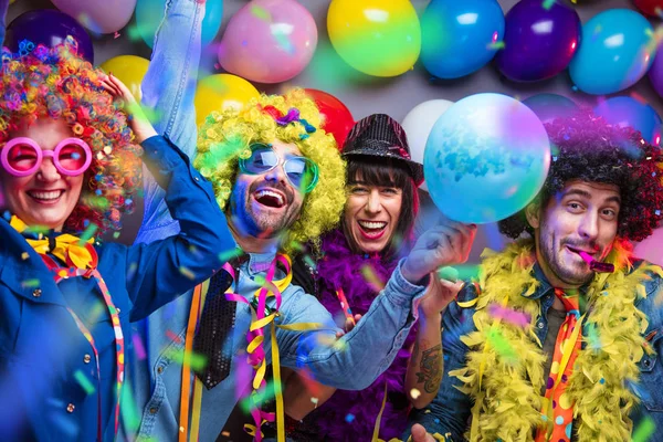 Fête Les Gens Qui Célèbrent Carnaval Nouvel Dans Club Fête — Photo