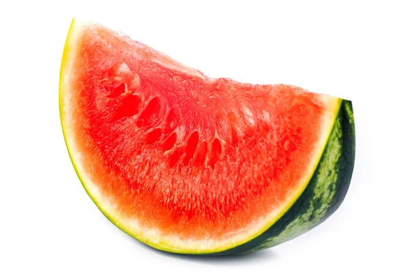 Nahaufnahme Von Stück Frischer Wassermelone Isoliert Auf Weißem Hintergrund — Stockfoto