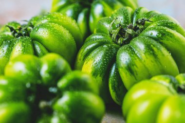 taze yeşil organik domates gri yüzeyi görmek