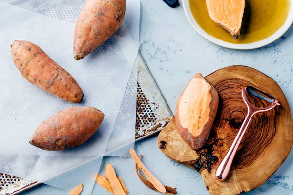 Ovanifrån Färska Friska Yacon Eller Peruanska Marken Apple Tabell Sweet — Stockfoto