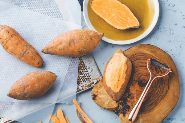 Ovanifrån Färska Yacon Eller Peruanska Marken Apple Tabell Sweet Potatis — Stockfoto