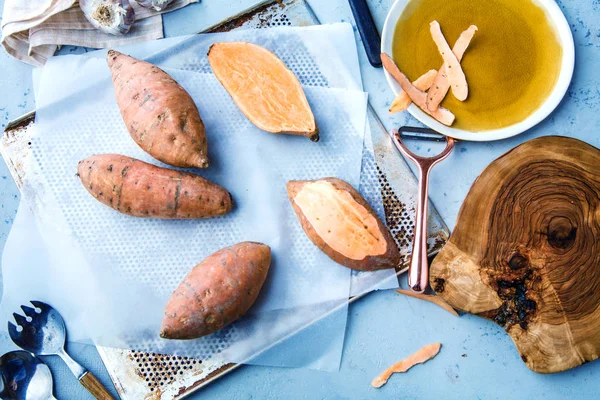 Ovanifrån Färska Yacon Eller Peruanska Marken Apple Tabell Sweet Potatis — Stockfoto